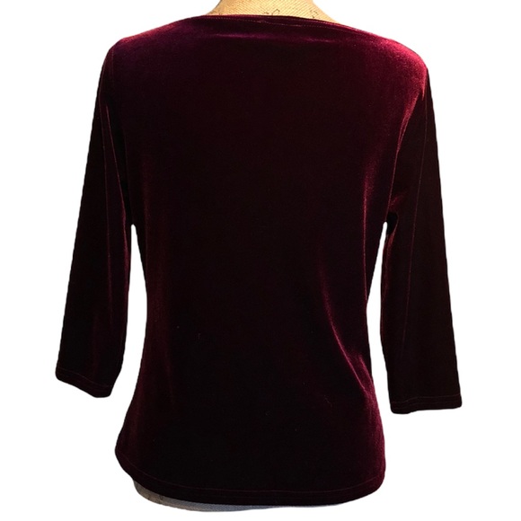 Tapemeasure Polyester Spandex Burgundy Blouse Size S - Picture 8 of 13